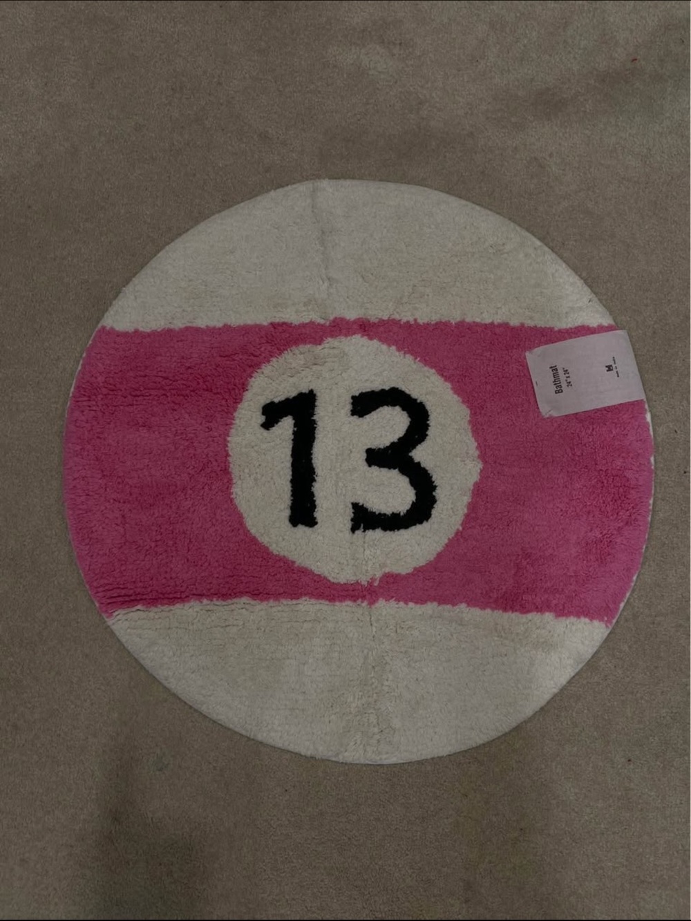 Urban Outfitters Pink and White Round '13' Accent Rug